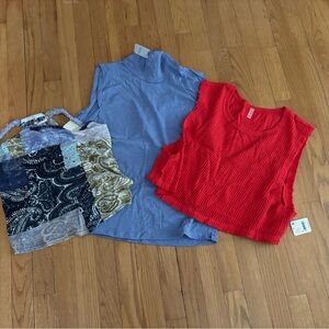 Lot of 3 Free People Tops NWT All Large Sleeveless